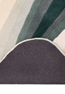 Modern Layered Pattern Green Hand Tufted 5x8 Wool Rug