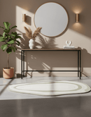 Modern Layered Pattern Ivory Hand Tufted 5x7 Wool Rug