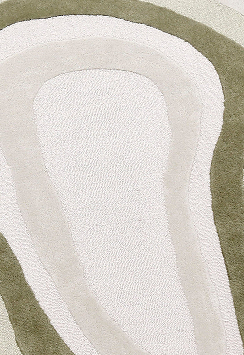 Ivory Hand Tufted Wool Area Rug 5x7 - Modern Layered Pattern, photo 6 of 7