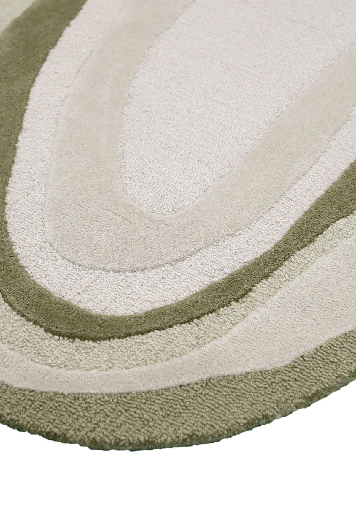 Ivory Hand Tufted Wool Area Rug 5x7 - Modern Layered Pattern, photo 3 of 7