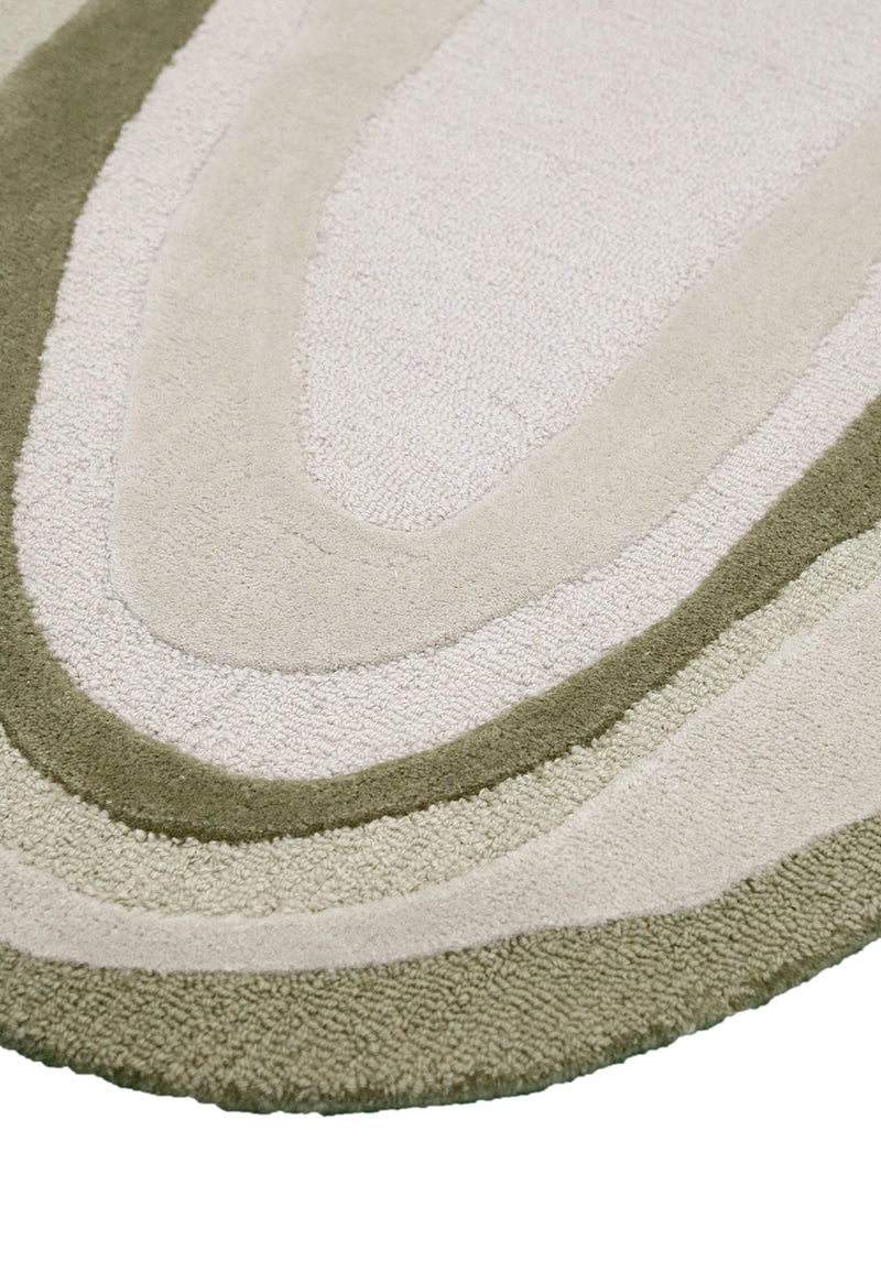 Ivory Hand Tufted Wool Area Rug 5x7 - Modern Layered Pattern, photo 3 of 7