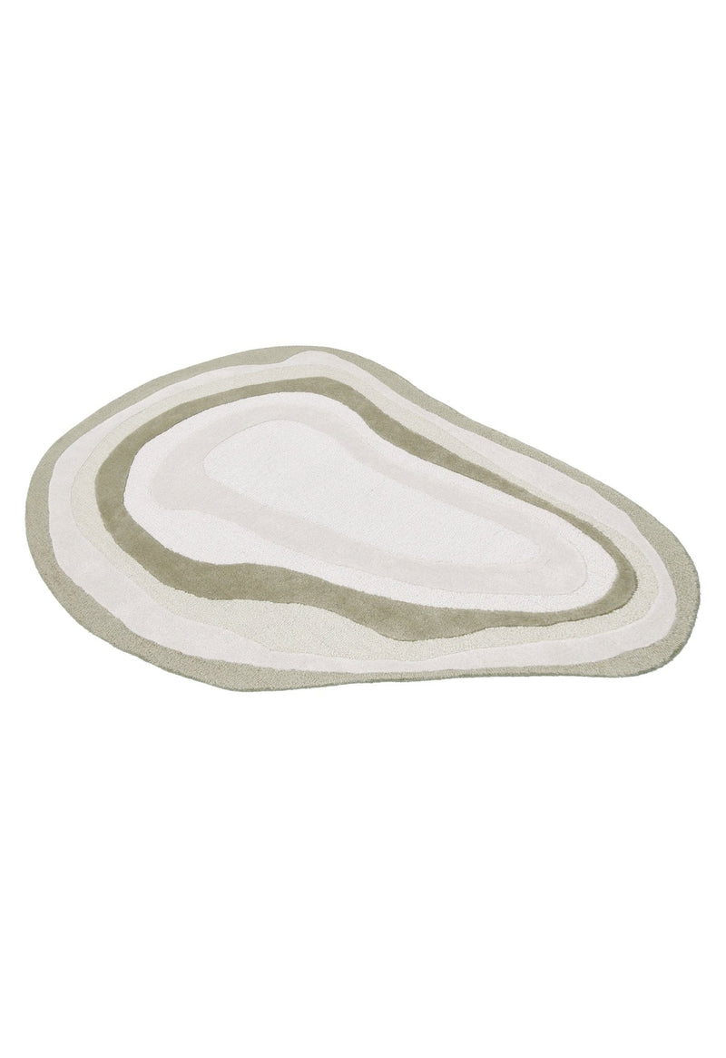 Ivory Hand Tufted Wool Area Rug 5x7 - Modern Layered Pattern, photo 7 of 7