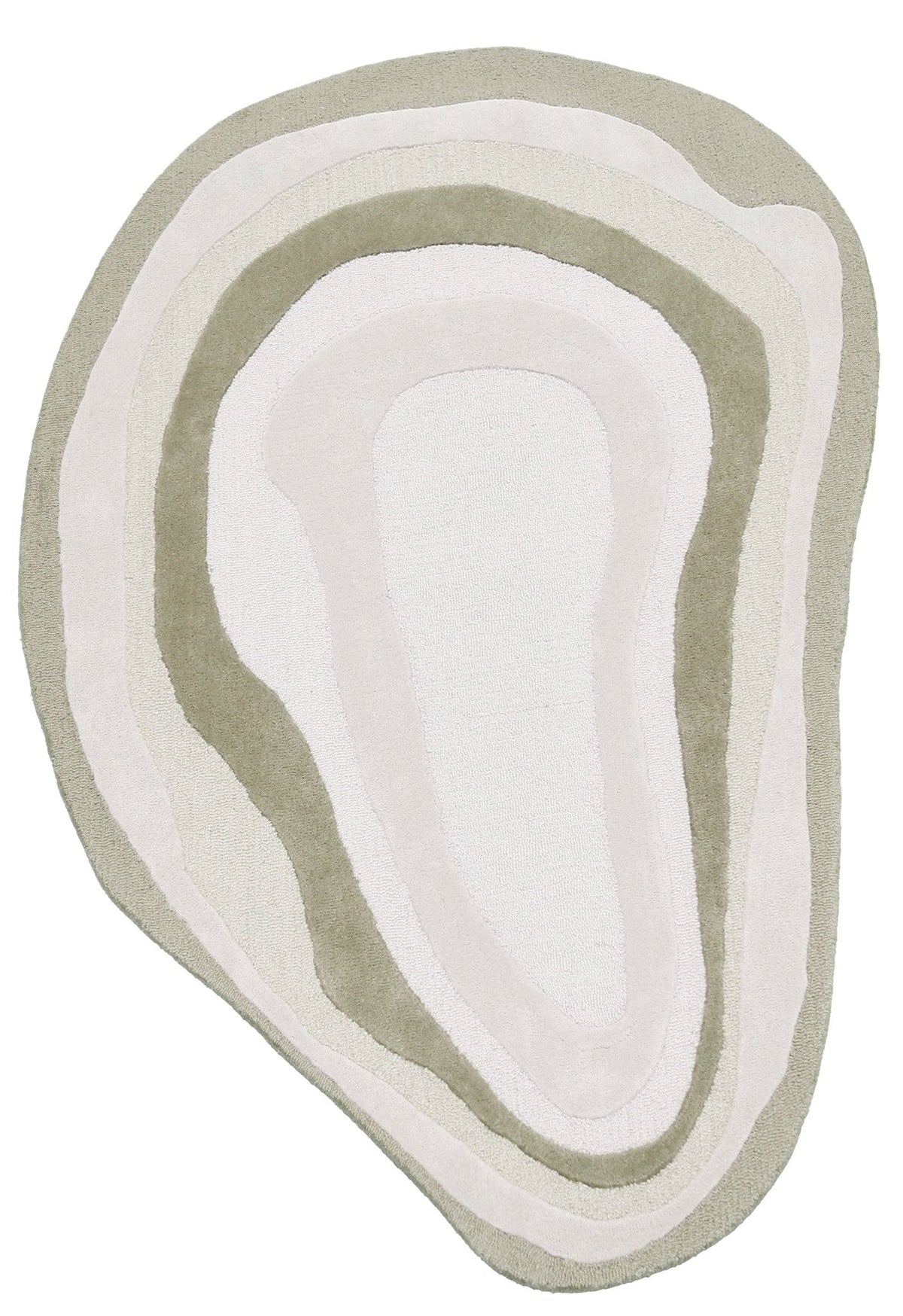 Ivory Hand Tufted Wool Area Rug 5x7 - Modern Layered Pattern