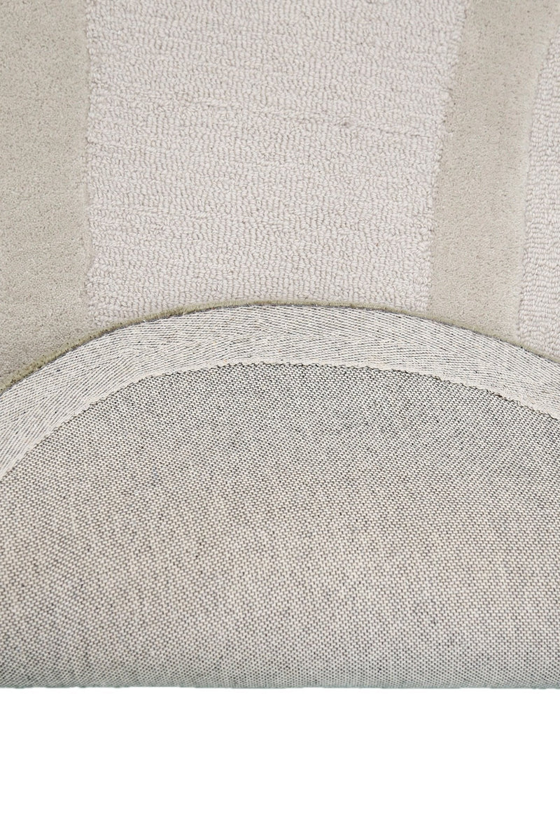 Ivory Hand Tufted Wool Area Rug 5x7 - Modern Layered Pattern, photo 4 of 7