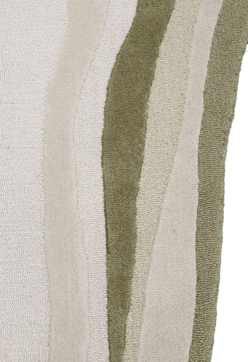Ivory Hand Tufted Wool Area Rug 5x7 - Modern Layered Pattern, photo 5 of 7
