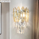 GobekUsa Modern Layered Wall Lighting – Clear and Champagne/Smoke Gray Crystal Wall Sconce Fixture, 2 Lights