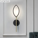GobekUsa Modern Leaf-Shaped Metallic Wall Sconce - Black/Gold Finish - LED Wall Light for Living Room