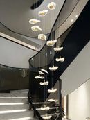 GobekUsa Crystal Glass Staircase Chandelier: Modern Nordic Luxury Living Room Lighting