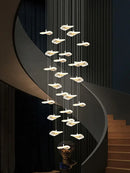 GobekUsa Crystal Glass Staircase Chandelier: Modern Nordic Luxury Living Room Lighting