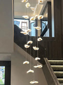 GobekUsa Crystal Glass Staircase Chandelier: Modern Nordic Luxury Living Room Lighting