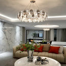 GobekUsa Gold Silver Crystal LED Dimmable Pendant Light for Living Room