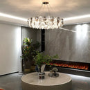GobekUsa Gold Silver Crystal LED Dimmable Pendant Light for Living Room