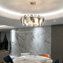 GobekUsa Gold Silver Crystal LED Dimmable Pendant Light for Living Room