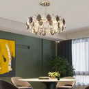 GobekUsa Gold Silver Crystal LED Dimmable Pendant Light for Living Room