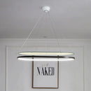 GobekUsa Modern LED Acrylic Dual Oval Pendant Chandelier - Black/Gold Ceiling Fixture for Dining Room