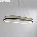GobekUsa Modern LED Acrylic Dual Oval Pendant Chandelier - Black/Gold Ceiling Fixture for Dining Room