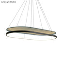 GobekUsa Modern LED Acrylic Dual Oval Pendant Chandelier - Black/Gold Ceiling Fixture for Dining Room