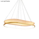 GobekUsa Modern LED Acrylic Dual Oval Pendant Chandelier - Black/Gold Ceiling Fixture for Dining Room