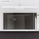GobekUsa Modern LED Acrylic Wall Mounted Vanity Sconce with Curved Arm – White Rectangle Lighting for Bathroom - 16"/24" W
