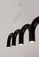 GobekUsa Modern LED Arch Chandelier in Black/White/Orange/Blue