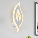 GobekUsa Modern LED Bedroom Sconce Light with Leaf Acrylic Shade - Black/White Wall Lamp in Warm/White Light