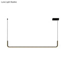 GobekUsa Modern LED Black Island Hanging Lamp Kit - Sleek Metal Half Rectangle Design with Adjustable Warm/White Lighting