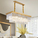 GobekUsa Modern LED Chandelier Pendant Lamp - Clear/Smoke Gray Crystal Shade, 31.5" W - Perfect for Over an Island