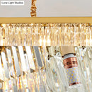 GobekUsa Modern LED Chandelier Pendant Lamp - Clear/Smoke Gray Crystal Shade, 31.5" W - Perfect for Over an Island