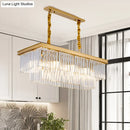 GobekUsa Modern LED Chandelier Pendant Lamp - Clear/Smoke Gray Crystal Shade, 31.5" W - Perfect for Over an Island