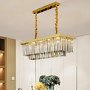 GobekUsa Modern LED Chandelier Pendant Lamp - Clear/Smoke Gray Crystal Shade, 31.5" W - Perfect for Over an Island