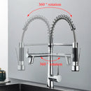 GobekUsa Dual Nozzle Gourmet Kitchen Faucet | Pull-Down, 360° Rotation, Chrome Mixer