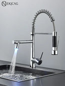 GobekUsa Dual Nozzle Gourmet Kitchen Faucet | Pull-Down, 360° Rotation, Chrome Mixer
