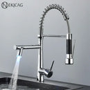 GobekUsa Dual Nozzle Gourmet Kitchen Faucet | Pull-Down, 360° Rotation, Chrome Mixer