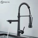GobekUsa Dual Nozzle Gourmet Kitchen Faucet | Pull-Down, 360° Rotation, Chrome Mixer