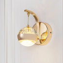 GobekUsa Modern LED Crystal Ball Wall Sconce in Gold/Chrome for Bedroom Lighting