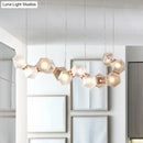 GobekUsa Modern LED Geometric Pendant Light Fixture - White Glass, 12/14 Lights - Dining Room Island Lighting