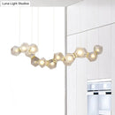 GobekUsa Modern LED Geometric Pendant Light Fixture - White Glass, 12/14 Lights - Dining Room Island Lighting