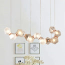 GobekUsa Modern LED Geometric Pendant Light Fixture - White Glass, 12/14 Lights - Dining Room Island Lighting