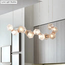 GobekUsa Modern LED Geometric Pendant Light Fixture - White Glass, 12/14 Lights - Dining Room Island Lighting