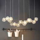 GobekUsa Modern LED Geometric Pendant Light Fixture - White Glass, 12/14 Lights - Dining Room Island Lighting