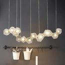 GobekUsa Modern LED Geometric Pendant Light Fixture - White Glass, 12/14 Lights - Dining Room Island Lighting