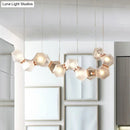 GobekUsa Modern LED Geometric Pendant Light Fixture - White Glass, 12/14 Lights - Dining Room Island Lighting