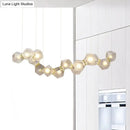 GobekUsa Modern LED Geometric Pendant Light Fixture - White Glass, 12/14 Lights - Dining Room Island Lighting