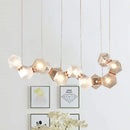 GobekUsa Modern LED Geometric Pendant Light Fixture - White Glass, 12/14 Lights - Dining Room Island Lighting