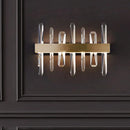 GobekUsa Modern LED Gold Wall Sconce with Clear Crystal Bar and Stylish Metal Shade