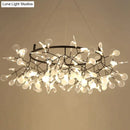 GobekUsa Modern LED Lamp Firefly Tree Branch Leaf Pendant Light Round Flower Suspension Lamps