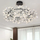 GobekUsa Modern LED Lamp Firefly Tree Branch Leaf Pendant Light Round Flower Suspension Lamps