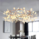 GobekUsa Modern LED Lamp Firefly Tree Branch Leaf Pendant Light Round Flower Suspension Lamps