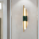 GobekUsa Modern LED Marble Rectangle Wall Light with Slim Tube Detail in White/Warm Light, White/Green Color Option