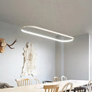 GobekUsa Modern LED Restaurant Ceiling Fixture with Ellipse Metal Shade in Black/White, Warm/White Light